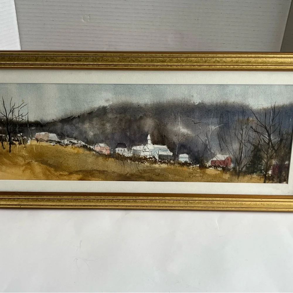Original Framed watercolor by Marion Killacky of Village in Mountains - Picture 2 of 5